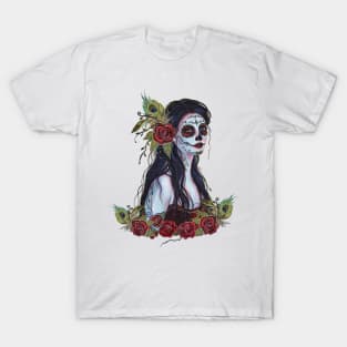 Day of the dead Lila tattooed lady by Renee Lavoie T-Shirt